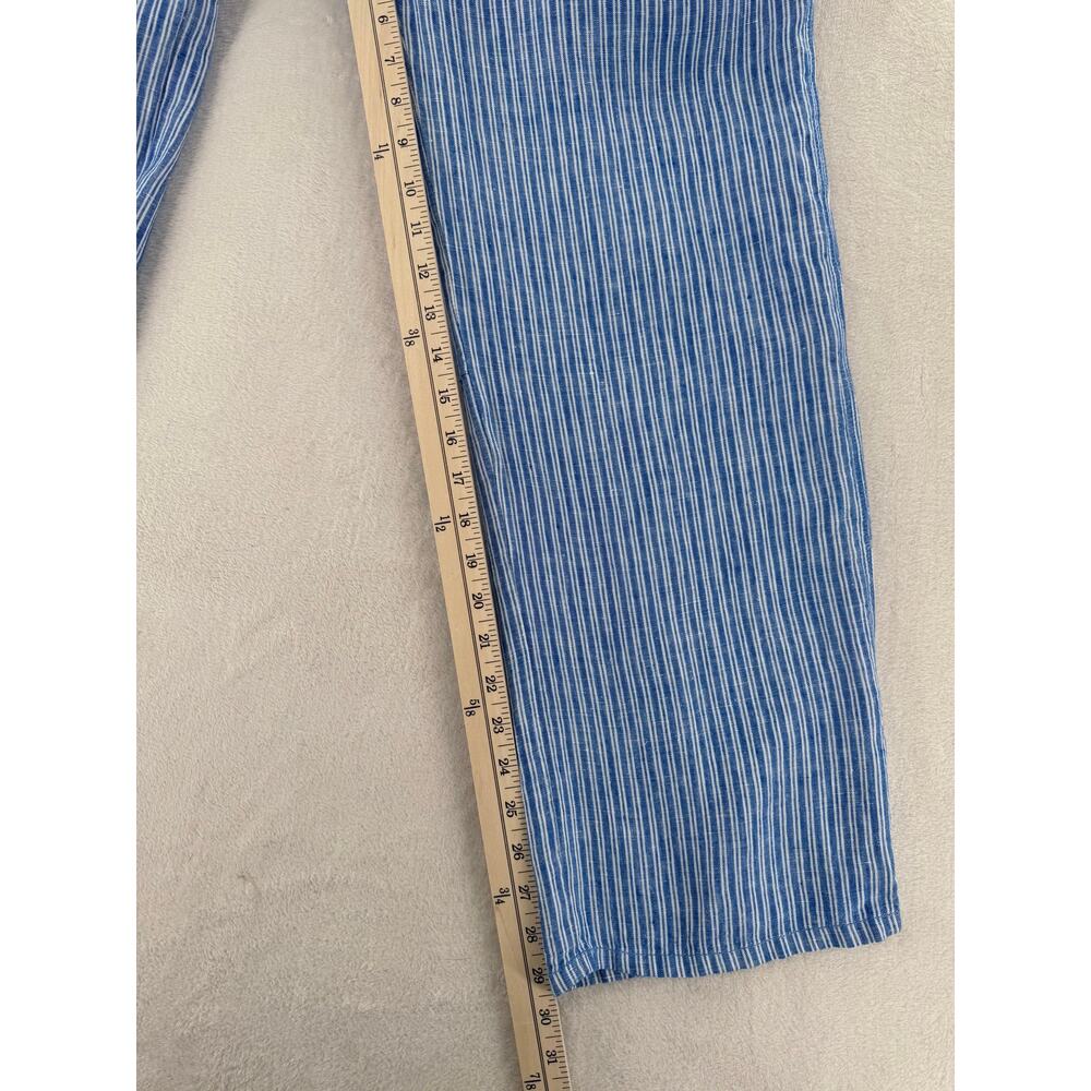 Faherty Blue Linen Mechanic Overalls Skyway Railroad Stripe Jumpsuit Small - Picture 9 of 11